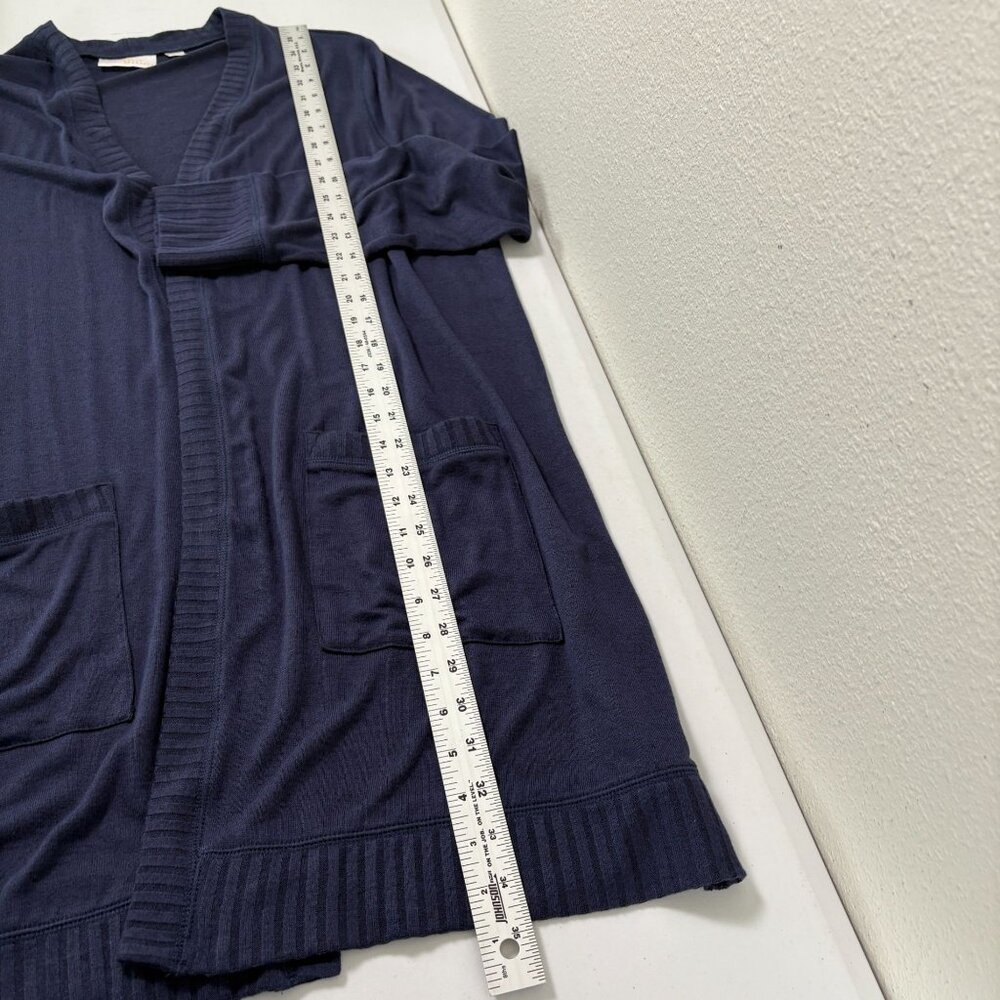 Belle By Kim Gravel Brushed Knit Duster Cardigan Rib Trim Size XL Blue Pockets - Picture 11 of 13